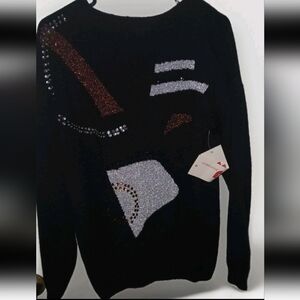 JBJ Sportswear - Women's VTG Sequin/Glitter Design Stretch Small Sweater. NWT